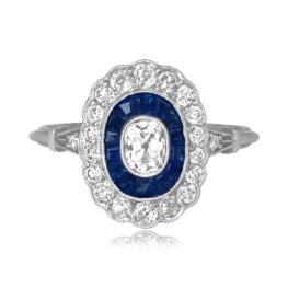 0.55 carat cushion cut diamond platinum floral Kirtland Ring BC14929 TV