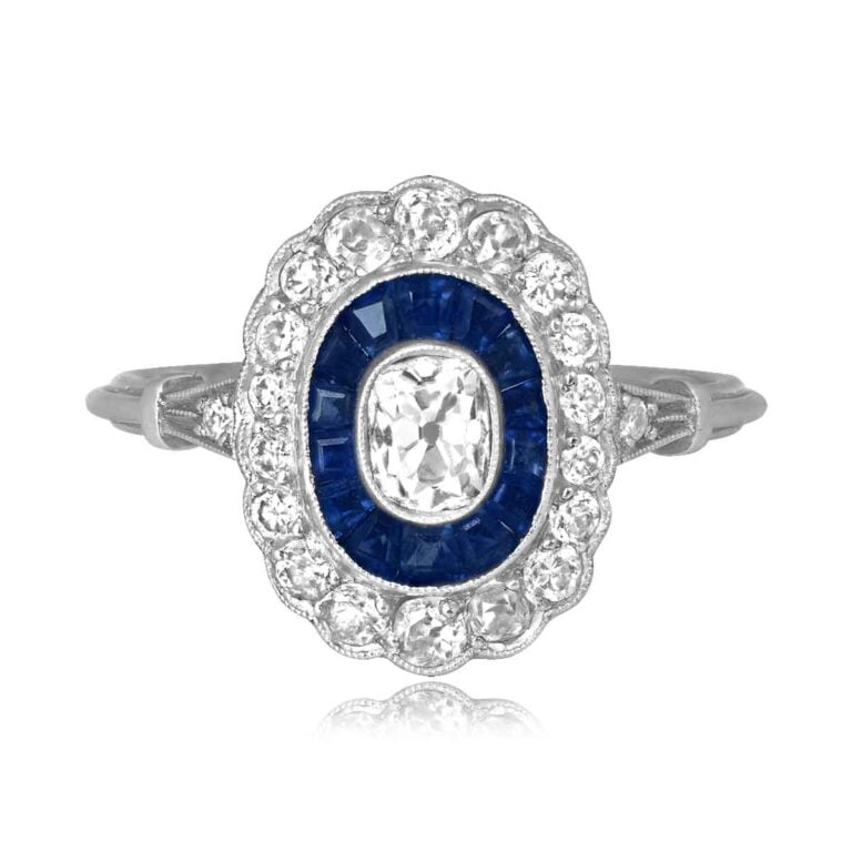 Floral 0.55ct Diamond and Sapphire Kirtland Ring