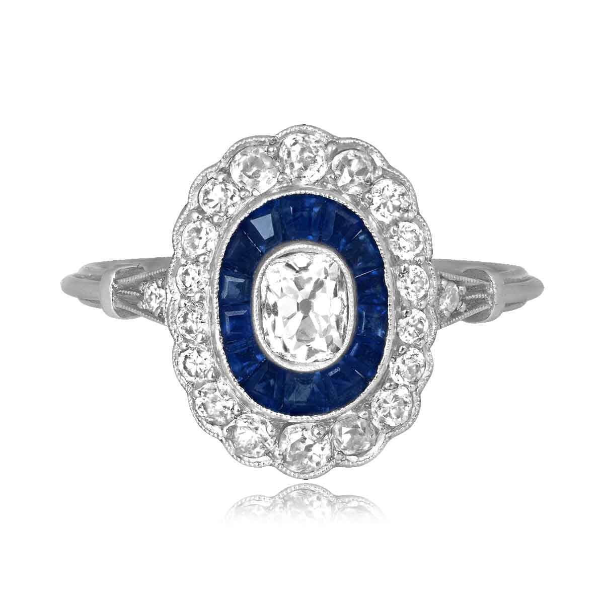 Stacked from 40 images. Method=C (S=1) 0.55 carat cushion cut diamond platinum floral Kirtland Ring BC14929 TV