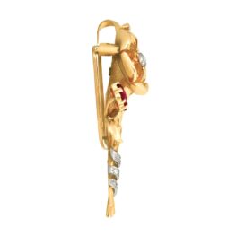 Signed Walser Wald Retro Era citrine and ruby Floral Brooch MD604 SV