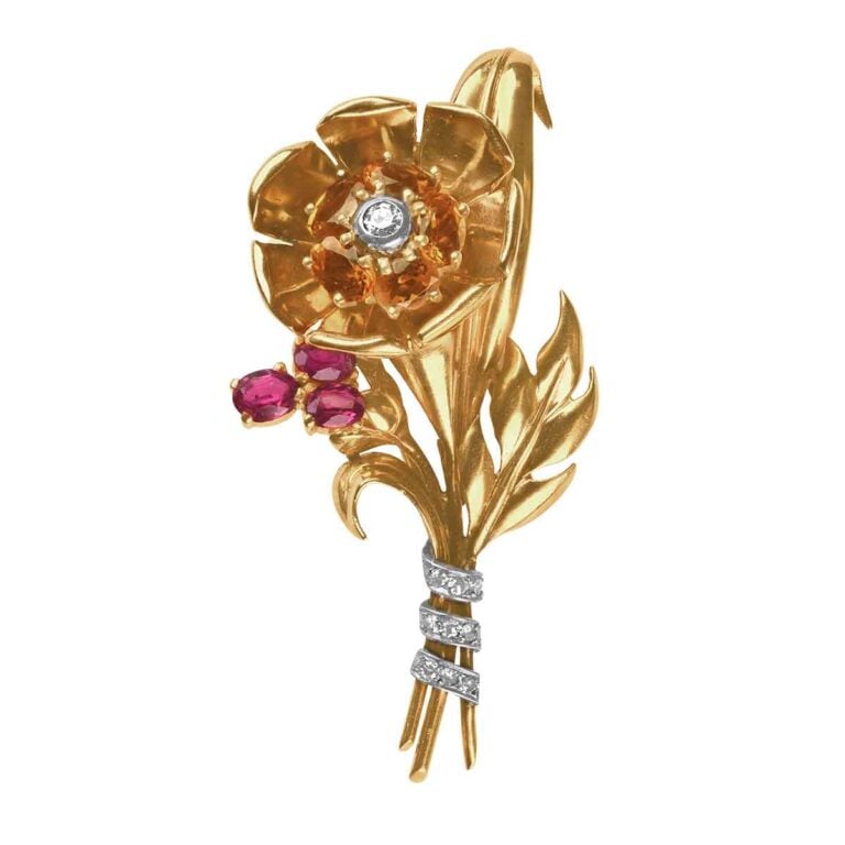 Walser Wald Retro Era Floral Brooch, Circa 1940