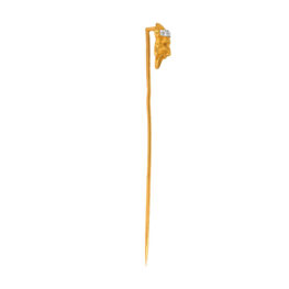 Art Nouveau yellow gold Diamond Mask Woodedge Stick Pin MD607 SV