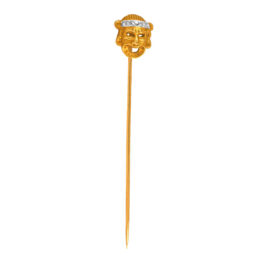 Art Nouveau whimsical mask design pin diamond detailing Woodedge Stick Pin MD607 TV