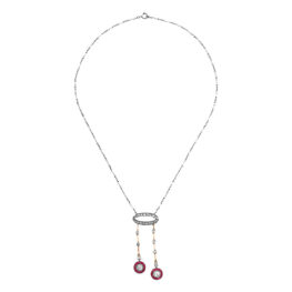 antique Victorian era mix cut diamond silver on gold Colora Necklace MD610 FTV
