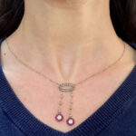 Victorian Era Diamond and Ruby Colora Necklace, Circa 1880 MD610 Worn