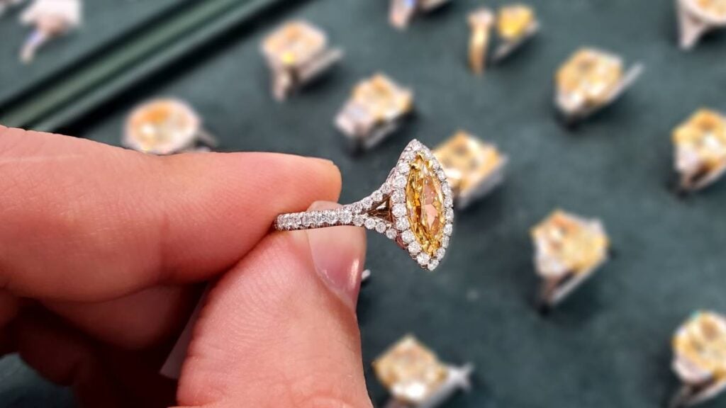 1 Carat Fancy Intense Orange Yellow Diamond Ring