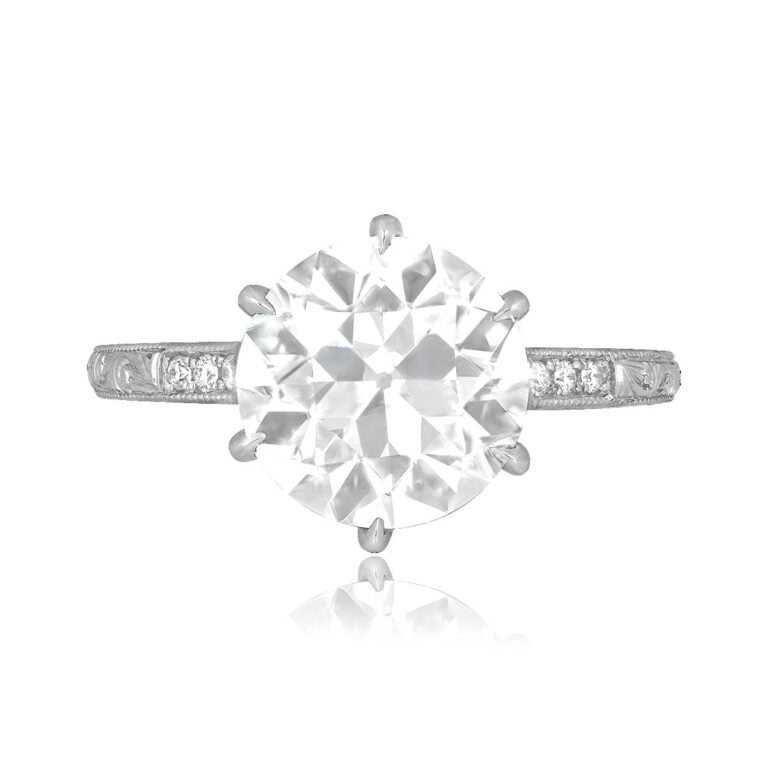French Antique GIA 3.07ct Diamond Delaney Ring, Circa 1925