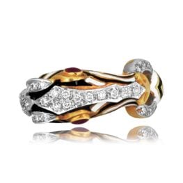 David Webb zebra ring diamond ruby and enamel detailing Ring 16314 TV