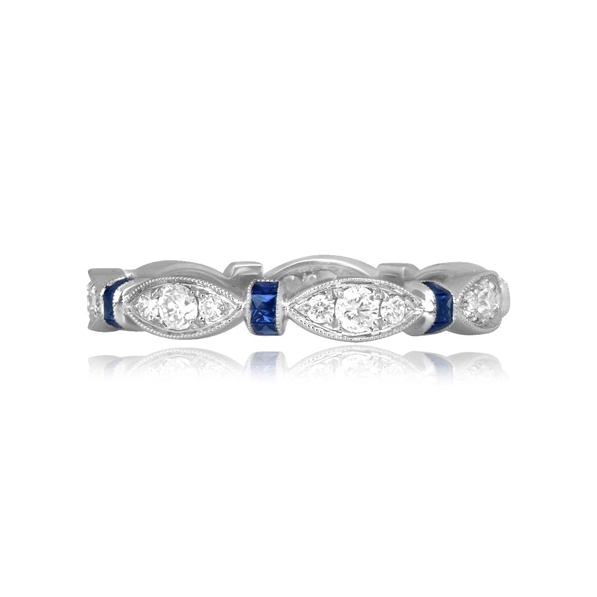 Stacked from 33 images. Method=C (S=1) eternity style wedding band diamond and sapphire Thornton Band 16330 TV