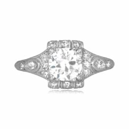 Antique, Art Deco 0.92 carat old European cut diamond Paron Ring 16354 TV