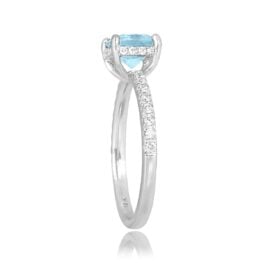 0.91ct cushion cut aquamarine white gold ring Cobhill Ring 16364 TSV