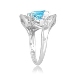 vintage aquamarine three-stone platinum diamond Beechville Ring 16369 TSV