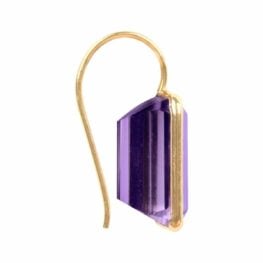Yellow Gold Emerald Cut Amethyst stone Newell Earrings TSV