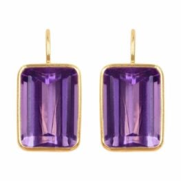 Emerald cut amethyst yellow gold Newell Earrings 16370 TV