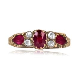 Georgian era garnet and diamond yellow gold Oilton Ring 16378 TV