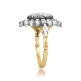 Georgian Marquise Diamond Halo silver on gold Dresden Ring 16383 TSV