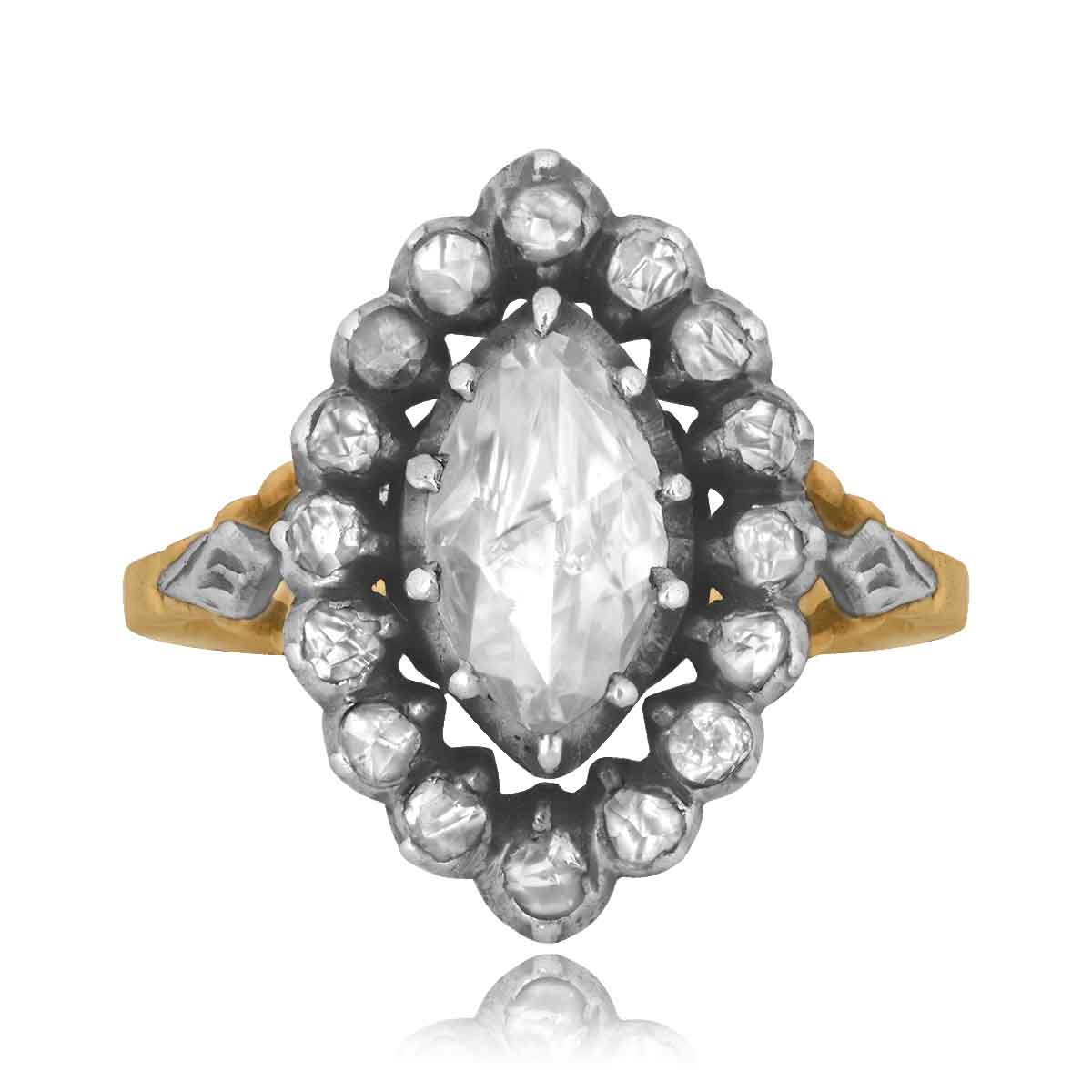 Stacked from 20 images. Method=C (S=1) antique Georgian era ring antique marquise cut diamond Plainview Ring 16383 TV