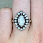 Front Finger View Antique 0.90ct Marquise-rose cut diamond J Color SI1 Clarity f2 16383