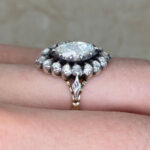 Side Finger View Marquis diamond with rose-cut diamond halo f4 16383