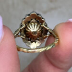 Marquis Diamond Set in Silver on 14k yellow gold with hand engravings f6 16383