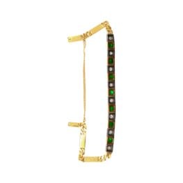 Victorian Russian alternating Diamond and Emerald Perkins Bracelet 16384 BV