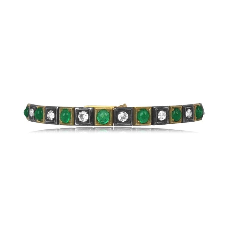 Victorian Russian Diamond and Emerald Perkins Bracelet, Circa 1860