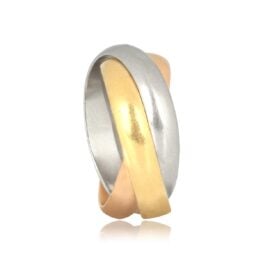signed Cartier Rolling Tri-Color Gold Trinity Ring 16385 TSV