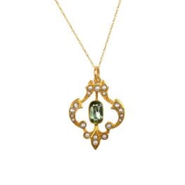 Art Nouveau yellow gold Tourmaline Cleora Pendant 16388 TV1
