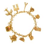 vintage 1940s 14 karat yellow gold charm bracelet Plainview Bracelet 16401 TV