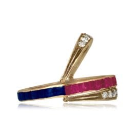 Victorian Ruby, Sapphire and Diamond Hallett Flip Band 16402 TSV