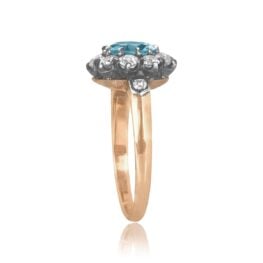 Floral Aquamarine and Diamond cluster Creede Ring 16407 TSV