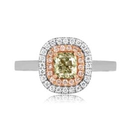 0.73 carat fancy light green yellow cushion cut diamond Inola Ring DYL11671 TV