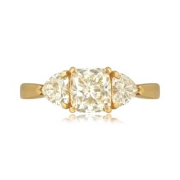 1.02 carat cushion cut top light yellow diamond gold Pryor Ring DYL7080 TV