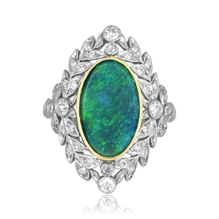 3.50ct Oval Opal and Diamond Morela Ring