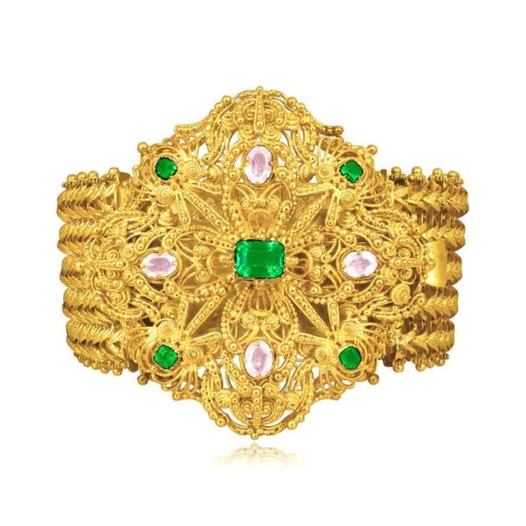 Georgian Emerald and Topaz Wildwood Bracelet, Circa 1800