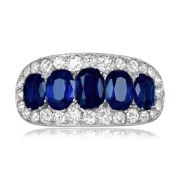 Art Deco Sapphire five stone ring platinum Avalon Ring SB702 TV