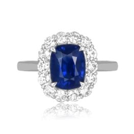 2.75 carat cushion cut sapphire platinum cluster Pennington Ring 15447 TV