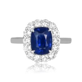2.75 carat cushion cut sapphire platinum cluster Pennington Ring 15447 TV