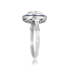 2.01ct Antique Cushion Cut Diamond and Sapphire Halo Mosley Ring 16062 TSV
