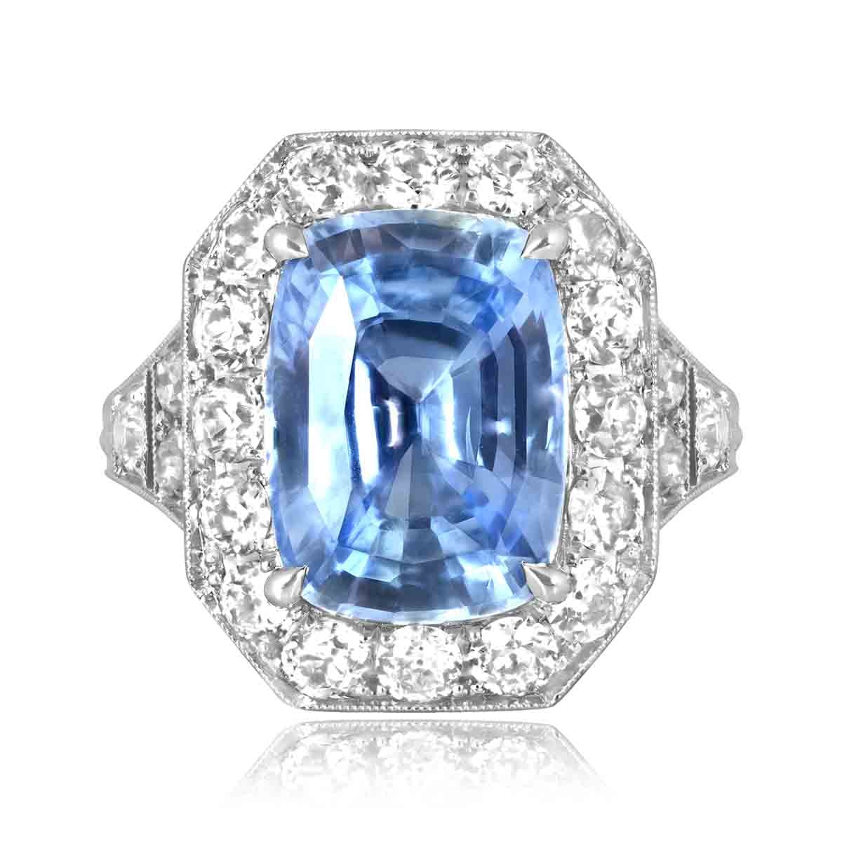 Stacked from 29 images. Method=C (S=1) 6.47 carat Ceylon non heated cushion cut sapphire Westview Ring 16258 TV