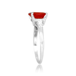 2.08 oval cut reddish orange sapphire and diamond Forgan Ring 16286 TSV