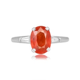 2.08 carat reddish orange oval cut sapphire platinum Forgan Ring 16286 TV