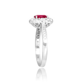 1.05 carat cushion cut no heat ruby diamond accent Manter Ring 16287 TSV