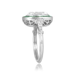 4.38 carat Cushion Cut Diamond platinum Emerald halo Bylas Ring 16344 TSV