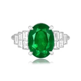 3.64 carat oval cut emerald diamond accent Hardin Ring 16391 TV