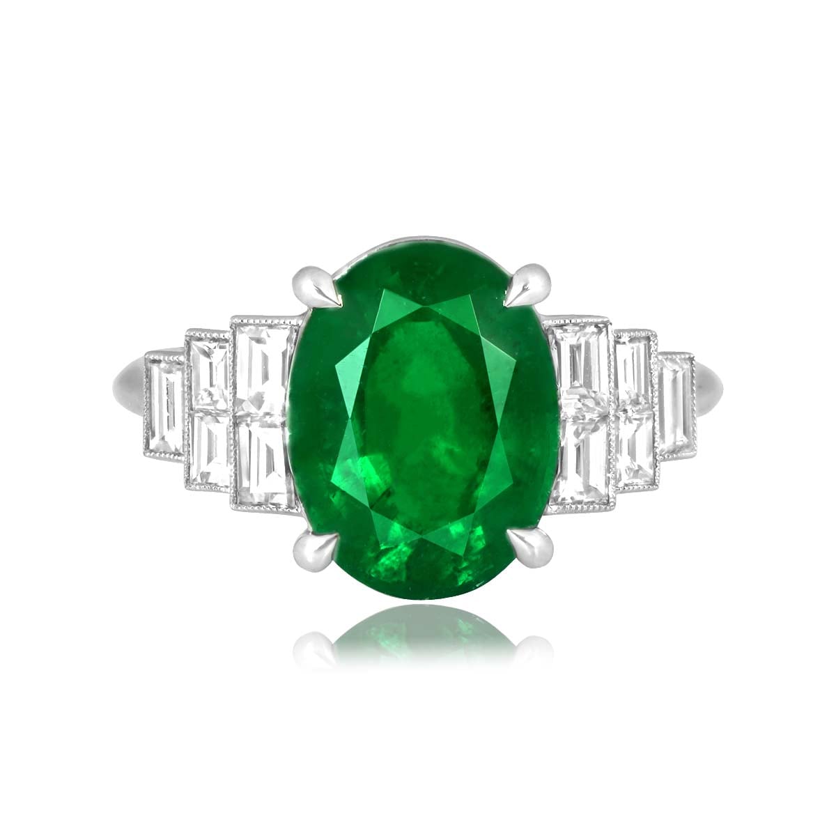Stacked from 31 images. Method=C (S=1) 3.64 carat oval cut emerald diamond accent Hardin Ring 16391 TV