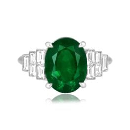 3.64 carat oval cut emerald diamond accent Hardin Ring 16391 TV
