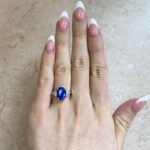 4.60ct Oval Cut Sapphire and Diamond Calion Ring 16426 Hand Photo 1
