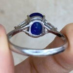 4.60ct Oval Cut Sapphire and Diamond Calion Ring 16426 Hand Photo 6