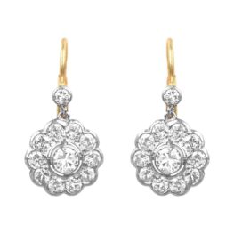 Floral earrings diamond platinum on gold Prescott Earrings 16427 TV